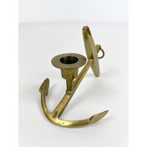 Vintage Nautical Solid Brass Anchor Candlestick Candle Holder Naval Anchor